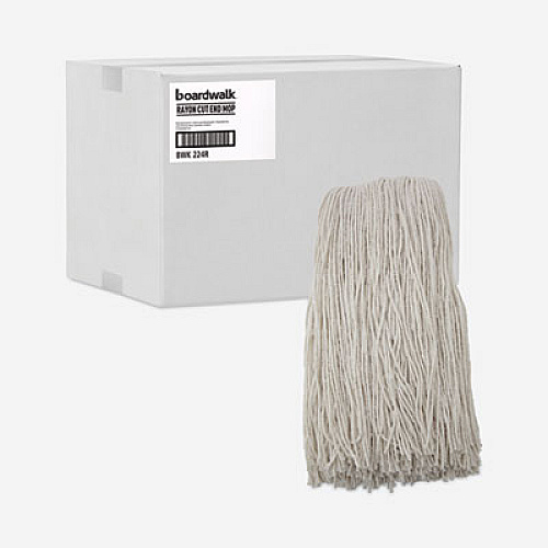Boardwalk Premium Cut-End Wet Mop Heads, Rayon, 24 oz, White, 12/Carton (224RCT)