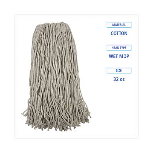 Boardwalk Mop Head, Premium Standard Head, Cotton Fiber, 32 oz, White, 12/Carton (232C)