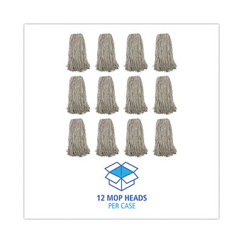 Boardwalk Mop Head, Premium Standard Head, Cotton Fiber, 32 oz, White, 12/Carton (232C)