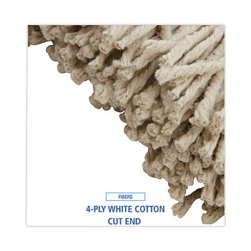 Boardwalk Mop Head, Premium Saddleback Head, Cotton Fiber, 24 oz, White, 12/Carton (324C)