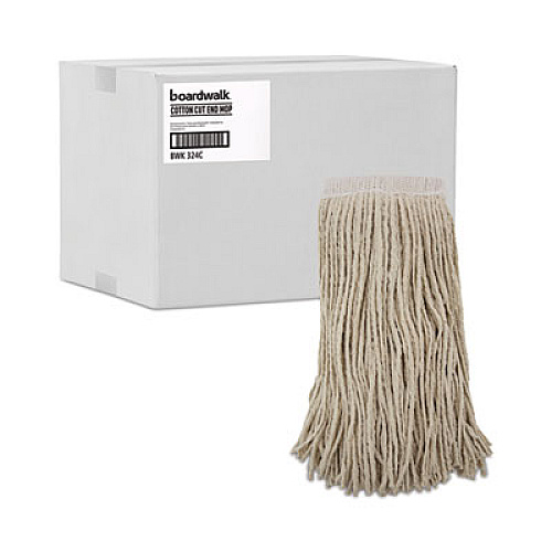 Boardwalk Mop Head, Premium Saddleback Head, Cotton Fiber, 24 oz, White, 12/Carton (324C)