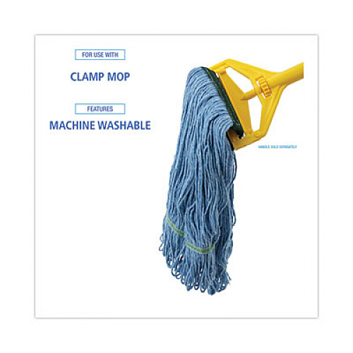 Boardwalk Mop Head, Premium Standard Head, Cotton/Synthetic Fiber, Medium, Blue, 12/Carton (402BL)