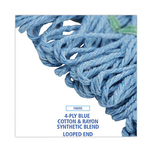 Boardwalk Mop Head, Premium Standard Head, Cotton/Synthetic Fiber, Medium, Blue, 12/Carton (402BL)