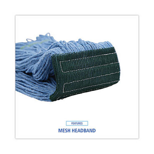 Boardwalk Mop Head, Premium Standard Head, Cotton/Synthetic Fiber, Medium, Blue, 12/Carton (402BL)