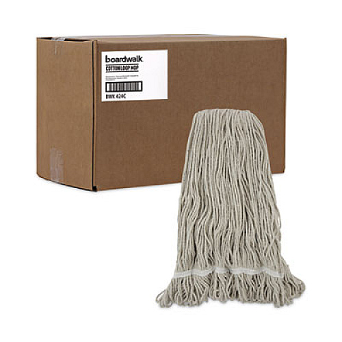 Boardwalk Pro Loop Web/Tailband Wet Mop Head, Cotton, 24 oz, White, 12/Carton (424CCT)