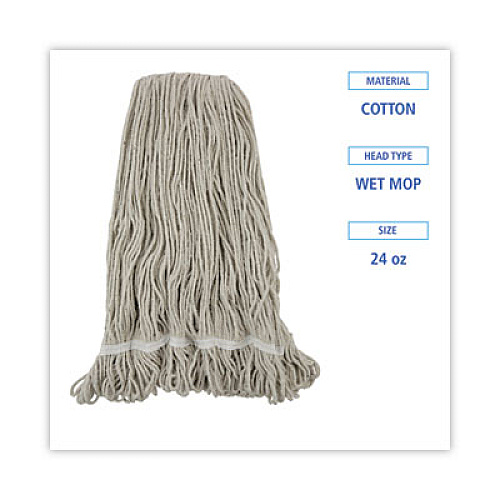 Boardwalk Pro Loop Web/Tailband Wet Mop Head, Cotton, 24 oz., White (424CEA)