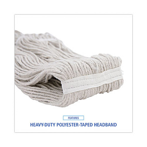 Boardwalk Pro Loop Web/Tailband Wet Mop Head, Cotton, 24 oz., White (424CEA)