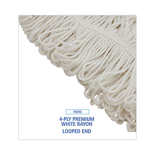 Boardwalk Pro Loop Web/Tailband Wet Mop Head, Rayon, 24 oz, White, 12/Carton (424RCT)