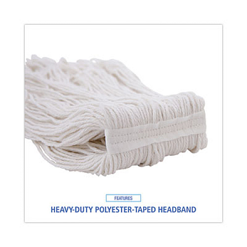 Boardwalk Pro Loop Web/Tailband Wet Mop Head, Rayon, 24 oz, White, 12/Carton (424RCT)
