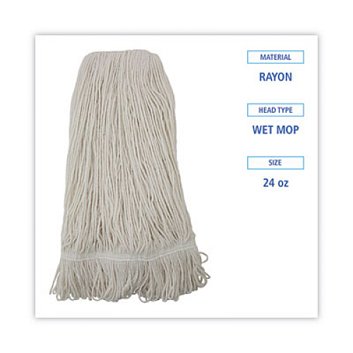 Boardwalk Pro Loop Web/Tailband Wet Mop Head, Rayon, 24 oz, White (424REA)