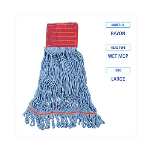 Boardwalk Pro Loop Web/Tailband Mop Head, Cotton/Polyester/Rayon, Large, Blue, 12/Carton (1800LBDZ)