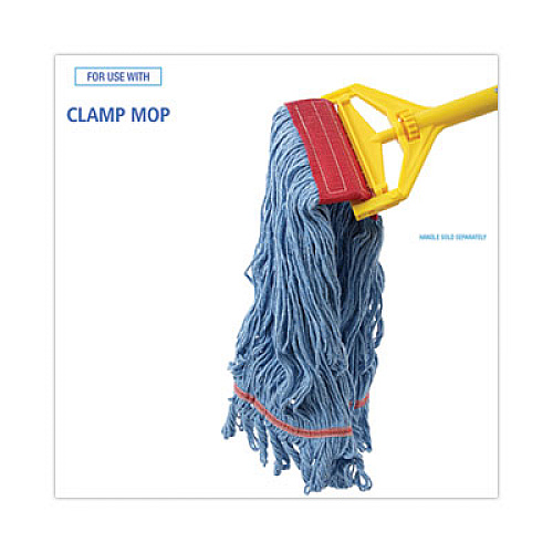 Boardwalk Pro Loop Web/Tailband Mop Head, Cotton/Polyester/Rayon, Large, Blue, 12/Carton (1800LBDZ)