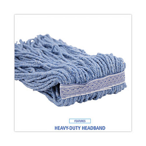Boardwalk Mop Head, Standard Head, Cotton/Synthetic Fiber, Cut-End, #16., Blue (2016B)