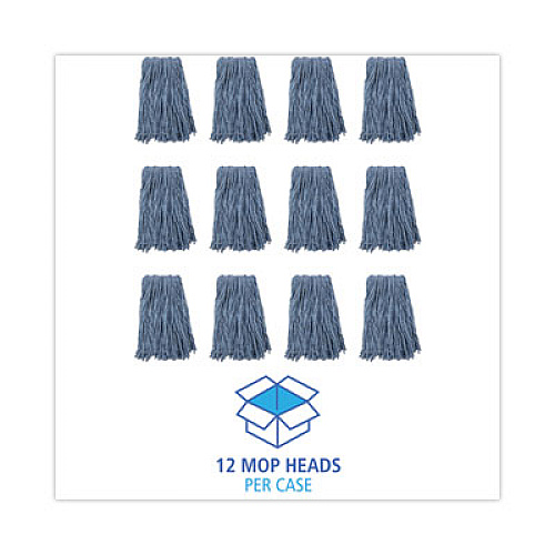 Boardwalk Mop Head, Standard Head, Cotton/Synthetic Fiber, Cut-End, #16., Blue (2016B)