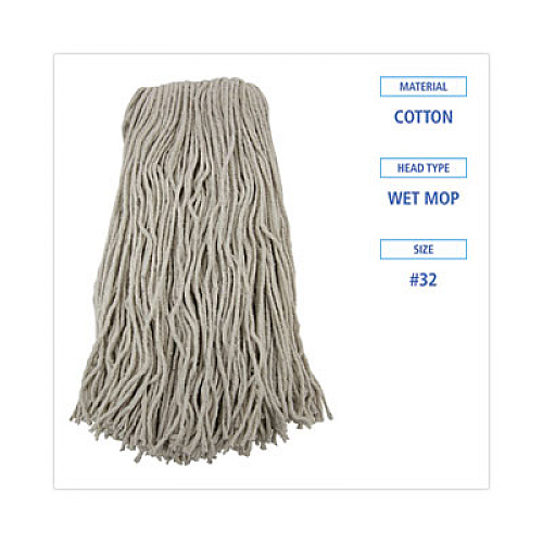Boardwalk Cut-End Wet Mop Head, Cotton, #32, White (2032CEA)