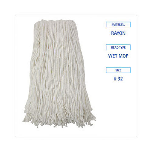 Boardwalk Cut-End Wet Mop Head, Rayon, #32, White (2032R)