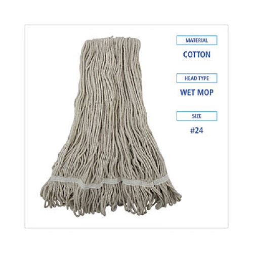Boardwalk Pro Loop Web/Tailband Wet Mop Head, Cotton, 12/Carton (4024CCT)