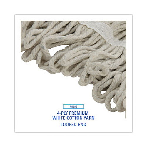 Boardwalk Pro Loop Web/Tailband Wet Mop Head, Cotton, 12/Carton (4024CCT)