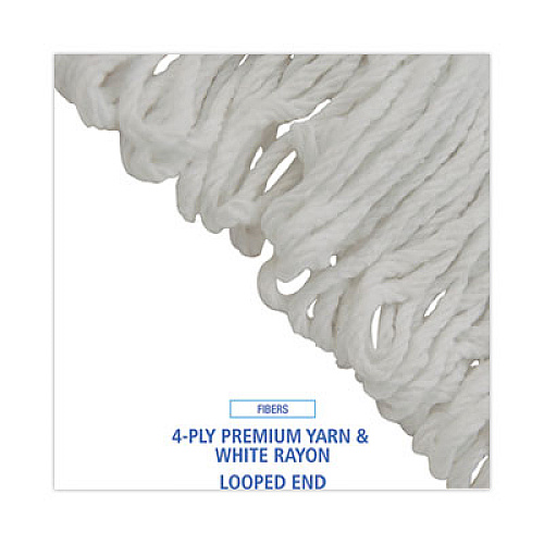 Boardwalk Pro Loop Web/Tailband Wet Mop Head, Rayon, #24 Size, White, 12/Carton (4024RCT)