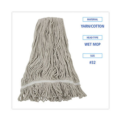 Boardwalk Mop Head, Loop Web/Tailband, Value Standard, Cotton, #32, White, 12/Carton (4032C)