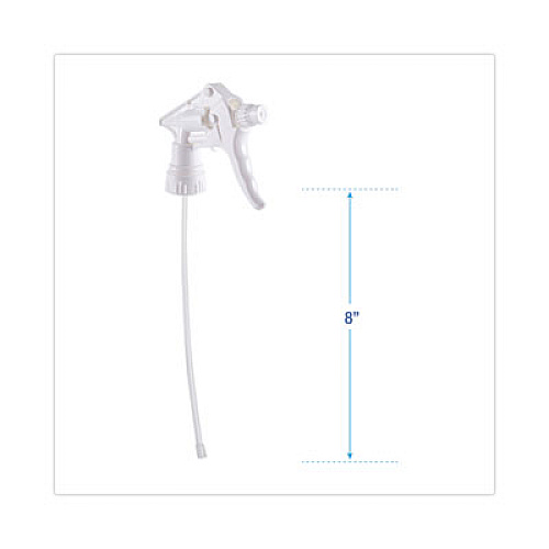 Boardwalk General Purpose Trigger Sprayer, 8" Tube, Fits 16 oz to 24 oz Bottles, White, 24/Carton (58108)