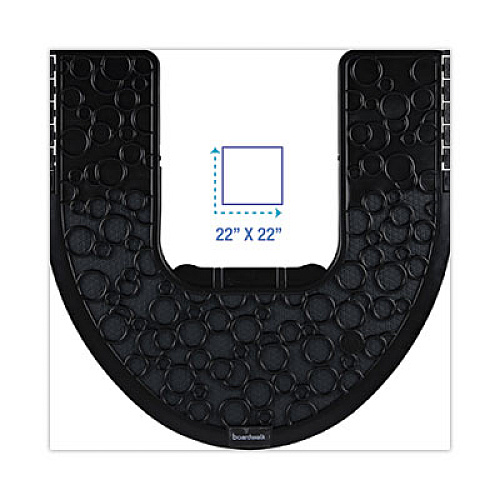 Boardwalk Commode Mat 2.0 Disposable Toilet Floor Mat, U-Shaped, Black/Gray Non-Slip Surface, 22" x 22", 6/Carton (CMBB)