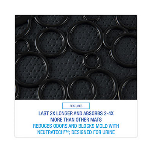 Boardwalk Commode Mat 2.0 Disposable Toilet Floor Mat, U-Shaped, Black/Gray Non-Slip Surface, 22" x 22", 6/Carton (CMBB)