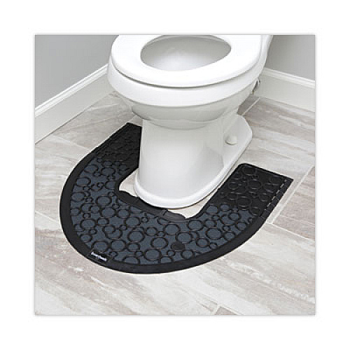 Boardwalk Commode Mat 2.0 Disposable Toilet Floor Mat, U-Shaped, Black/Gray Non-Slip Surface, 22" x 22", 6/Carton (CMBB)