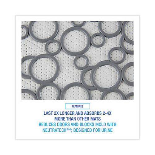 Boardwalk Commode Mat 2.0 Disposable Toilet Floor Mat, U-Shaped, Gray/White Non-Slip Surface, 22" x 22", 6/Carton (CMGW)