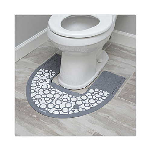 Boardwalk Commode Mat 2.0 Disposable Toilet Floor Mat, U-Shaped, Gray/White Non-Slip Surface, 22" x 22", 6/Carton (CMGW)