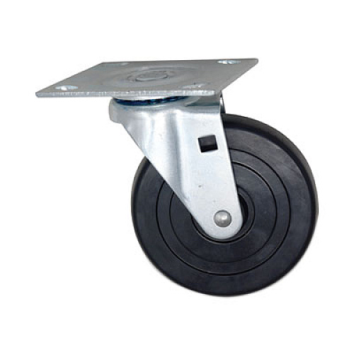 Rubbermaid Commercial Replacement Plate Casters, Rigid Mount Plate, 5" Rubber Wheel, Black (4402L1)