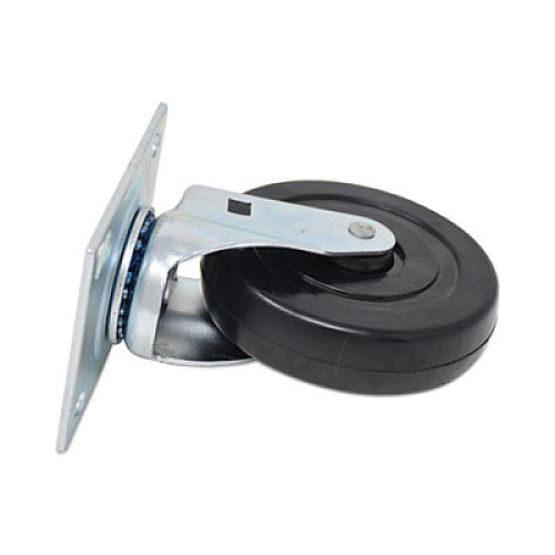 Rubbermaid Commercial Replacement Plate Casters, Rigid Mount Plate, 5" Rubber Wheel, Black (4402L1)