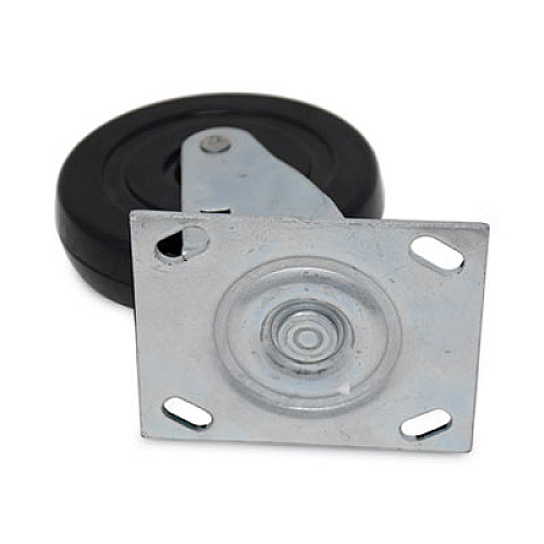 Rubbermaid Commercial Replacement Plate Casters, Rigid Mount Plate, 5" Rubber Wheel, Black (4402L1)