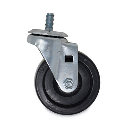 Rubbermaid Commercial Replacement Bayonet-Stem Swivel Casters, Threaded Stem (0.5" x 1"), 4" Hard Rubber Wheel, Black (FG9T18L10000)