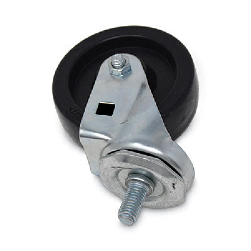 Rubbermaid Commercial Replacement Bayonet-Stem Swivel Casters, Threaded Stem (0.5" x 1"), 4" Hard Rubber Wheel, Black (FG9T18L10000)