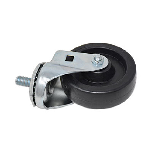 Rubbermaid Commercial Replacement Bayonet-Stem Swivel Casters, Threaded Stem (0.5" x 1"), 4" Hard Rubber Wheel, Black (FG9T18L10000)
