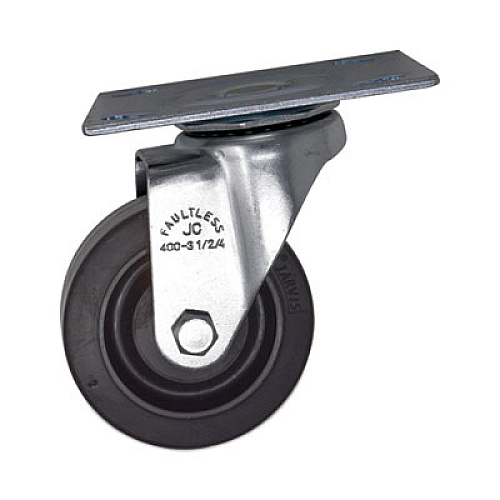 Rubbermaid Commercial Replacement Plate Casters, Rigid Mount Plate, 3.5" Rubber Wheel, Black (FG1005L40000)