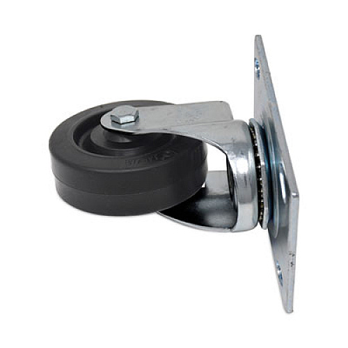 Rubbermaid Commercial Replacement Plate Casters, Rigid Mount Plate, 3.5" Rubber Wheel, Black (FG1005L40000)