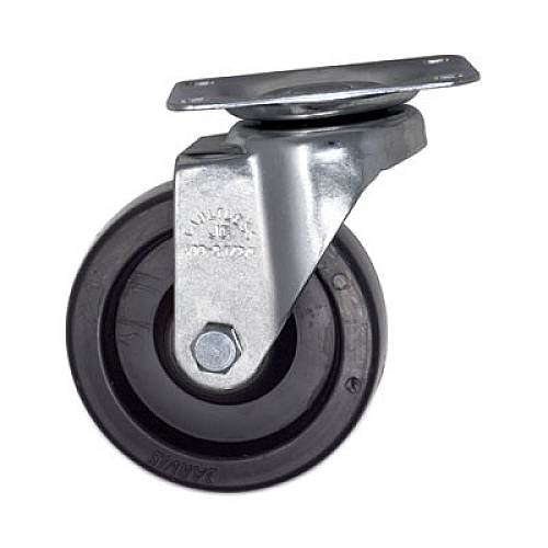 Rubbermaid Commercial Replacement Plate Casters, Rigid Mount Plate, 4" Phenolic Wheel, Black (FG4608L30000)
