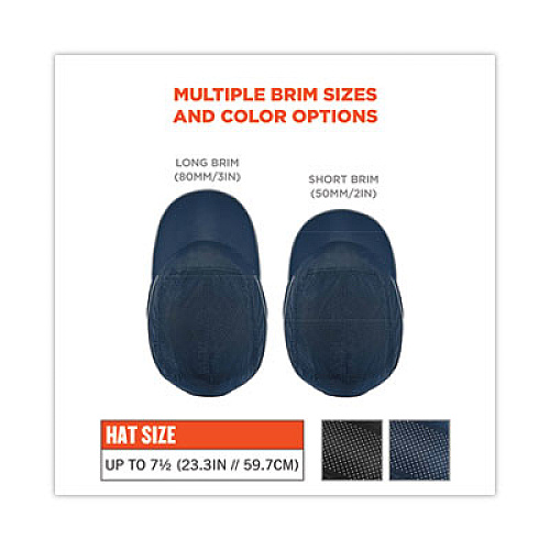 ergodyne Skullerz 8965 Lightweight Bump Cap Hat with LED Lighting, Short Brim, Navy (23338)