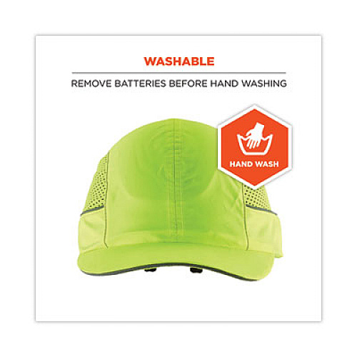 ergodyne Skullerz 8960 Bump Cap with LED Lighting, Short Brim, Lime Green (23377)