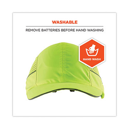 ergodyne Skullerz 8960 Bump Cap with LED Lighting, Long Brim, Lime Green (23379)