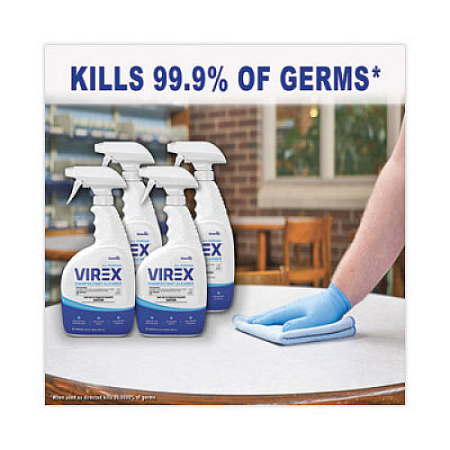 Diversey Virex All-Purpose Disinfectant Cleaner, Lemon Scent, 32 oz Spray Bottle, 4/Carton (CBD540540)