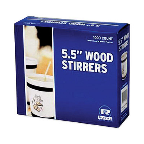 AmerCareRoyal Wood Stir Sticks, 5.5", 1,000/Box (R810BX)