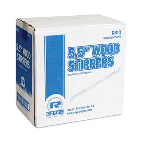 AmerCareRoyal Wood Stir Sticks, 5.5", 1,000/Box (R810BX)