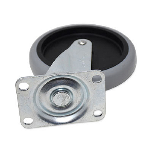 Rubbermaid Commercial Replacement Bayonet-Stem Swivel Casters, Swivel Mount Plate, 5" Soft Rubber Wheel, Black (FG4501L20000)