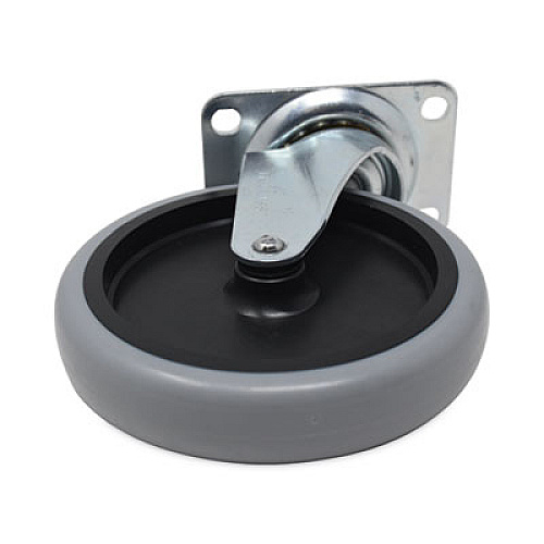 Rubbermaid Commercial Replacement Bayonet-Stem Swivel Casters, Swivel Mount Plate, 5" Soft Rubber Wheel, Black (FG4501L20000)