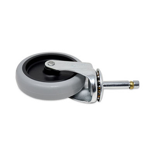 Rubbermaid Commercial Replacement Bayonet-Stem Swivel Casters, Push and Lock Stem (0.44" x 2"), 4" Soft Rubber Wheel, Black/Gray/Silver (FG6173L10000)