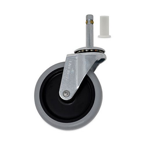 Rubbermaid Commercial Replacement Bayonet-Stem Swivel Casters, Push and Lock Stem (0.44" x 2"), 4" Soft Rubber Wheel, Black/Gray/Silver (FG6173L10000)