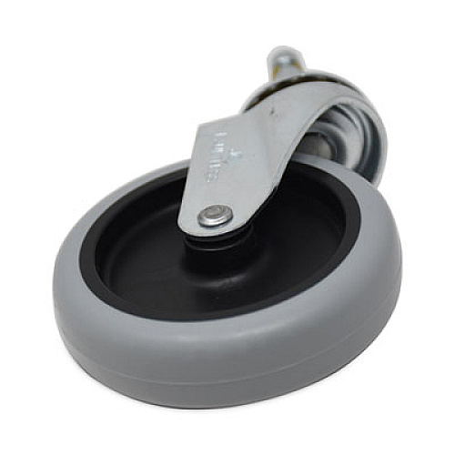 Rubbermaid Commercial Replacement Bayonet-Stem Swivel Casters, Push and Lock Stem (0.44" x 2"), 4" Soft Rubber Wheel, Black/Gray/Silver (FG6173L10000)